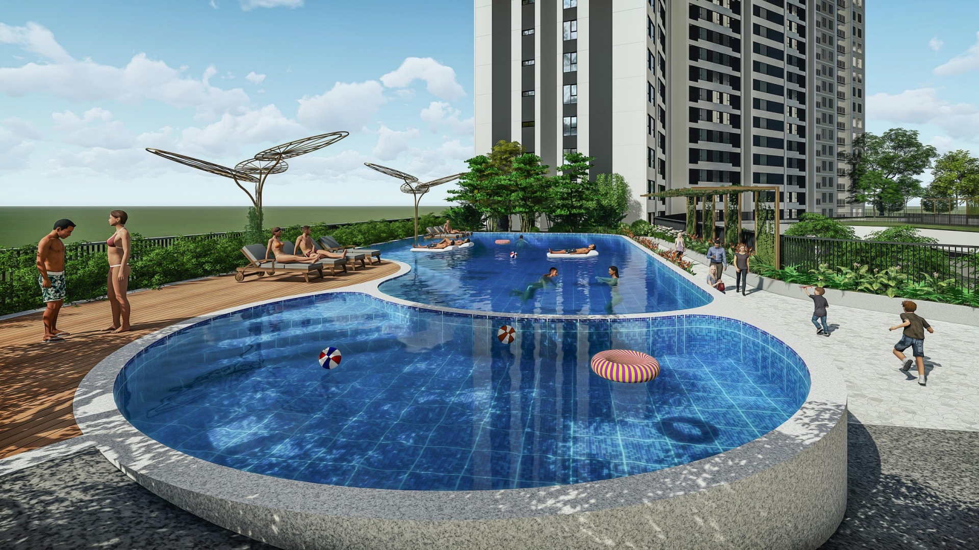Hồ bơi giữa công viên
