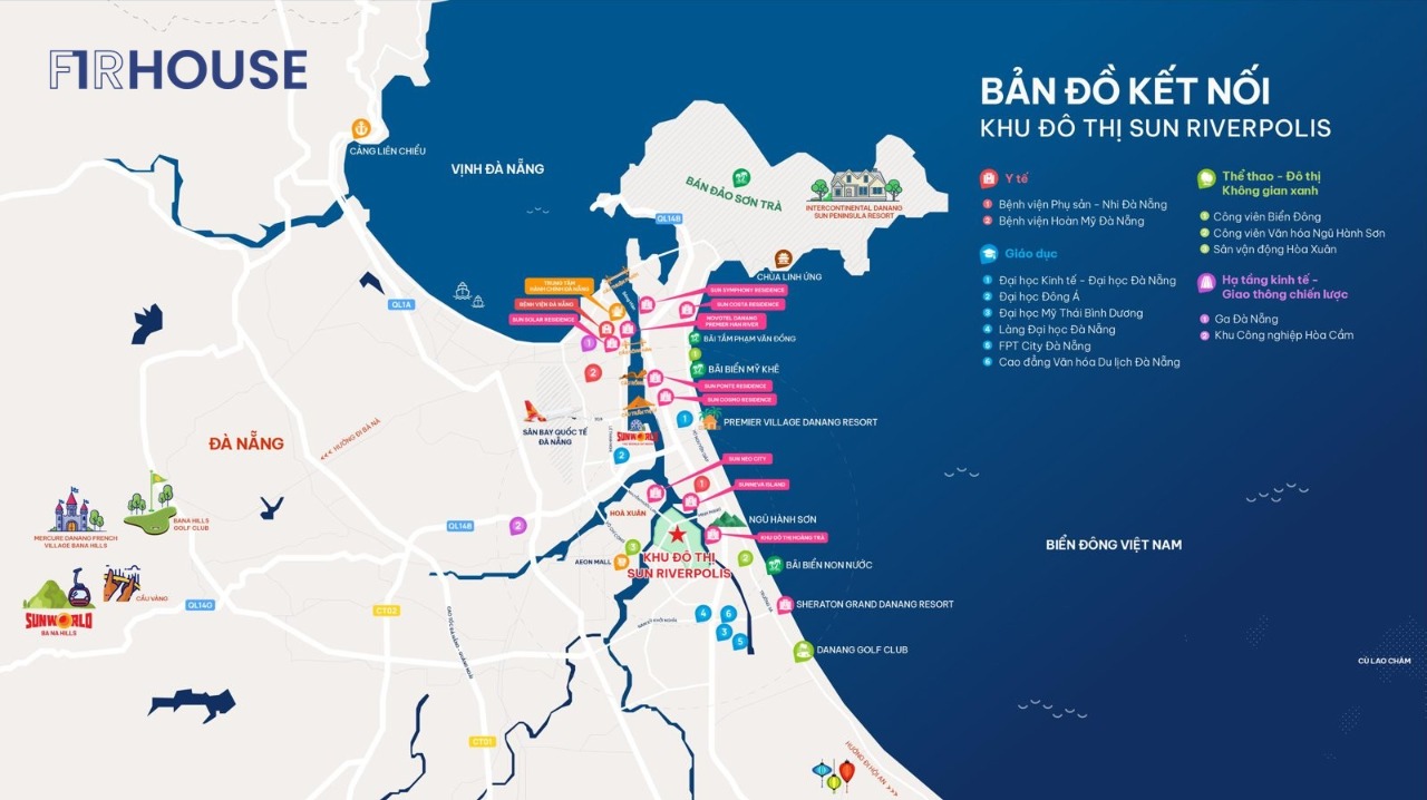 Bản đồ kết nối khu đô thị Sun Riverpolis – FourS Tower
