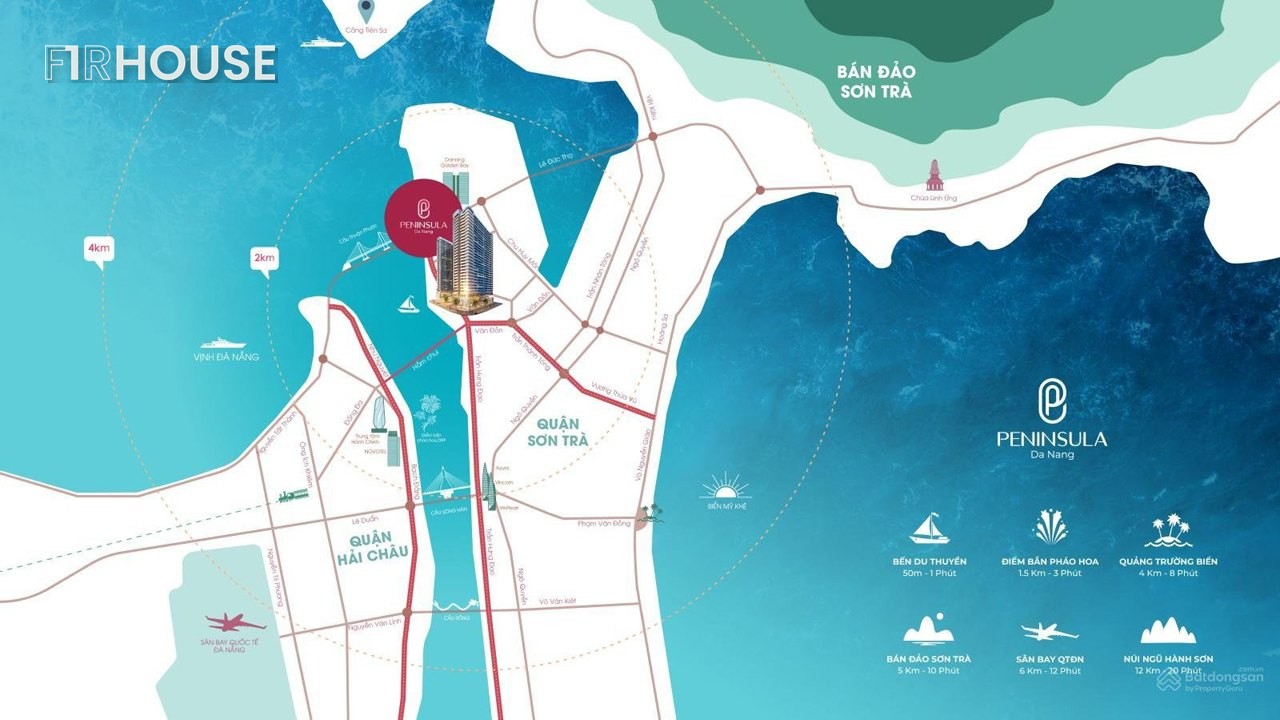 Vị trí Peninsula ven sông Hàn, chân bán đảo Sơn Trà