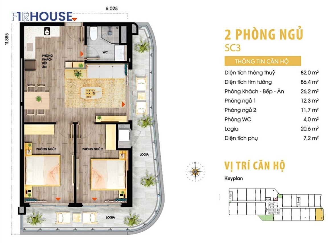 Mặt bằng căn hộ dịch vụ TTC Plaza (tham khảo)